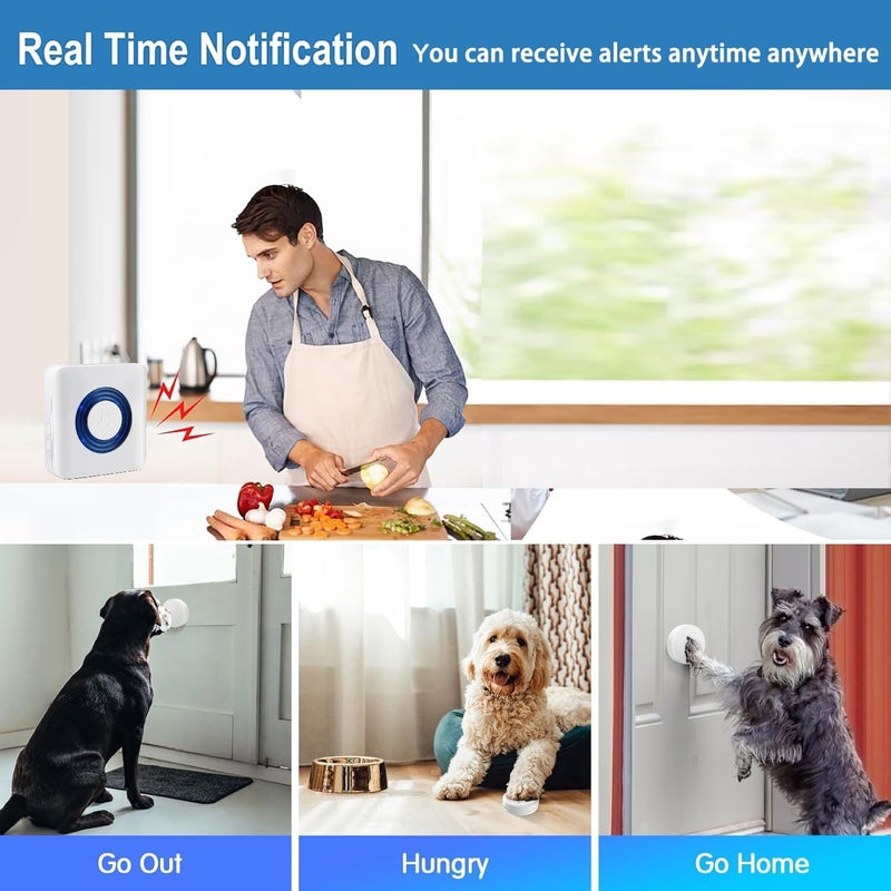 EverNary Dog Door Bell, Dog Bells to Go Outside,Dog Bells for Potty Training, Dog Doorbell with Large Touch Area Button,1000FT Range, 58 Chimes, 0-110db Volume,1 Receiver & 2 Transmitters - Image 3